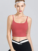 Camisole rouge corail pour les femmes col bijou sans manches en polyester camisoles occasionnels