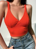 Camisole rouge pour les femmes col en cœur à épaules dénudées sans manches en polyester décontracté hauts dété