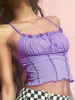 Camisole violette à bretelles cou sexy épaule ouverte sans manches Lycra Spandex camisoles pour femmes