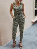 Camo Jumpsuit U Neck Sans manches Cordon de serrage Skinny Leg Summer One Piece Outfit