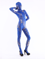 Camouflage bleu unisexe Spandex Lycra et fleur Zentai