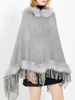 Cape Châle Femmes Hiver Tricoté De La Fausse Fourrure Gris Chic
