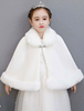 Cape de fille de fleur cape de fausse fourrure châle ivoire hiver enfants couvrir