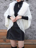 Cape en fausse fourrure poncho col rabattu pour femme