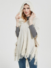 Cape en tricot surdimensionnée à capuche et franges pour femmes