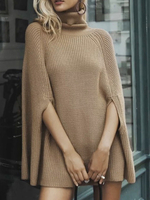 Cape Femme hiver en tricot Pull femme col roulé grande taille