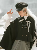Cape gothique Lolita en polyester marron café avec nœuds et chaînes pour vêtements dextérieur Lolita dhiver