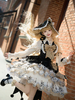 Cape gothique Lolita en polyester noir à volants et nœuds à carreaux pour lhiver