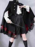 Cape gothique Lolita en polyester noir pour vêtements dextérieur Lolita dautomne