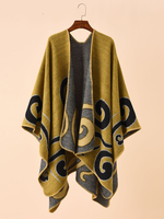 Cape Jaune Imprimée Poncho Femme