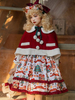 Cape Lolita Rouge Pour Noël Polyester Sans Manches Bloc De Couleur Automne Lolita Poncho