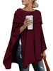 Cape Manteau Femme Court à Col Rond avec Manches Longues Décontracté Unicolore Cape Manteau Femme