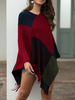 Cape Manteau Femme Imprimé à Col V avec Manches Longues avec Franges Décontractés Tricolores Cape Manteau Femme