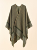 Cape Poncho À Carreaux Femme Olive
