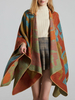 Cape Poncho Femme Echarpe Imprimé avec Manches Longues Bicolores Poncho Femme