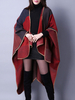 Cape Poncho Femme Echarpe Imprimé avec Manches Longues Bicolores Poncho Femme