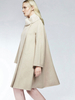 Cape Poncho Femme Mi-long à Col Montant en Fausse Fourrure Synthétique avec Manches Longues Bas Evasée Unicolore