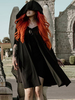 Cape Poncho Gothique Cape Noire Unisexe Lycra Spandex Capuche