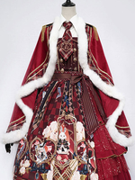 Cape Poncho Lolita Cape en polyester bordeaux style bande Lolita