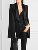 Capes Blazers Manteaux Femmes Courtes à Col Revers avec Manches Longues Fermeture avec Crochets Unicolore Noir