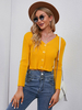 Cardiagans en Côtelé Femme Taille Haute avec Manches Longues à Col V avec Boutons Unicolore Pull Femme