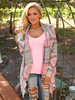 Cardigan casual imprimé géométrique col bénitier géométrique