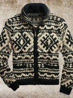 Cardigan De Vêtements Pulls Hommes Cardigans Casuel Géométrique Manches Longues Noir