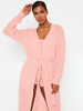 Cardigan Femme Deux Pièces Ensembles Tenue À Manches Longues En Acrylique Rose Pour Femmes