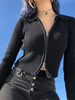 Cardigan gothique femme noir col en V à manches longues en coton gothique tops