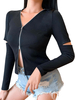 Cardigan noir à col en V et manches longues en coton pour femmes Cardigan pull gothique