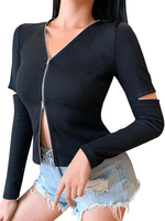 Cardigan noir à col en V et manches longues en coton pour femmes Cardigan pull gothique