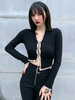 Cardigan noir pour femme à col bijou et haut en coton à manches longues Cardigan gothique