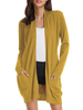 Cardigans à manches longues en laine jaune pour femme