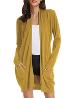 Cardigans à manches longues en laine jaune pour femme