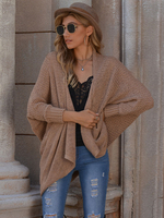 Cardigans Cape Femme en Côtelé avec Manches Mi-longues Unicolore Pull Femme