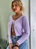 Cardigans Courts en Mailles Tailles Hautes Femmes à Col V à Lacets avec Manches Longues Unicolore Sexy