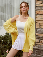 Cardigans Courts Femmes en Mailles avec Manches Longues Amples Fermeture avec Boutons Unicolore