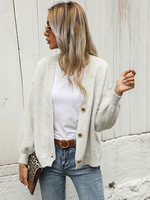 Cardigans en Côtelé Courts Femme avec Manches Longues avec Boutons Unicolore Pull Femme