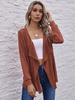 Cardigans en Côtelé Femme à Col Revers avec Manches Longues Unicolore Pull Femme