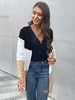 Cardigans en Côtelé Femme avec Manches Longues Tricolores Pull Femme