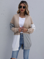 Cardigans en Côtelé Femme avec Manches Longues Tricolores Pull Femme