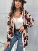 Cardigans en Côtelé Femme Imprimé Léopard avec Manches Longues Bicolores Pull Femme