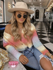 Cardigans en Côtelé Imprimé à Col V avec Manches Longues avec Boutons Pull Femme