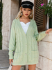 Cardigans en Côtelé Mi-long Femme à Col V avec Manches Longues avec Boutons Unicolore
