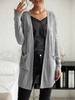 Cardigans en Côtelé Mi-long Femme avec Manches Longues avec Poches Unicolore