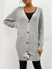 Cardigans en Côtelé Pull Femme Mi-long à Col V avec Manches Longues avec Boutons Unicolore