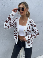 Cardigans en Côtelé Pulll Femme Imprimé avec Manches Longues avec Boutons Cardigans Femme