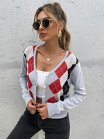 Cardigans en Côtelé Pulll Femme Imprimé avec Manches Longues avec Boutons Cardigans Femme