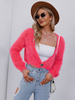 Cardigans en Côtelé Taille Haute à Col Décolleté en V avec Manches Longues Unicolore Pull Femme