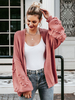 Cardigans en Mailles Courts Femmes avec Manches Longues Amples Décors avec Pompons Unicolore